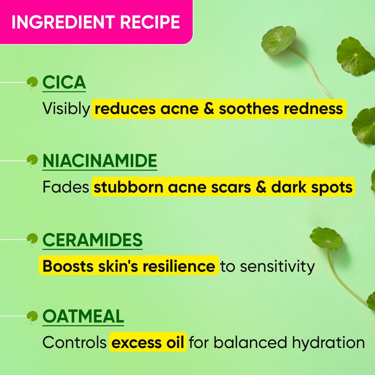 Zephivo DOT & KEY Cica + Niacinamide Oil Free Moisturizer For Acne Prone Skin Oil Free & Lightweight Fades Dark Spots & Blemishes, Soothes Redness Acne Cream For Oily Acne Prone & Sensitive Skin 50Gm