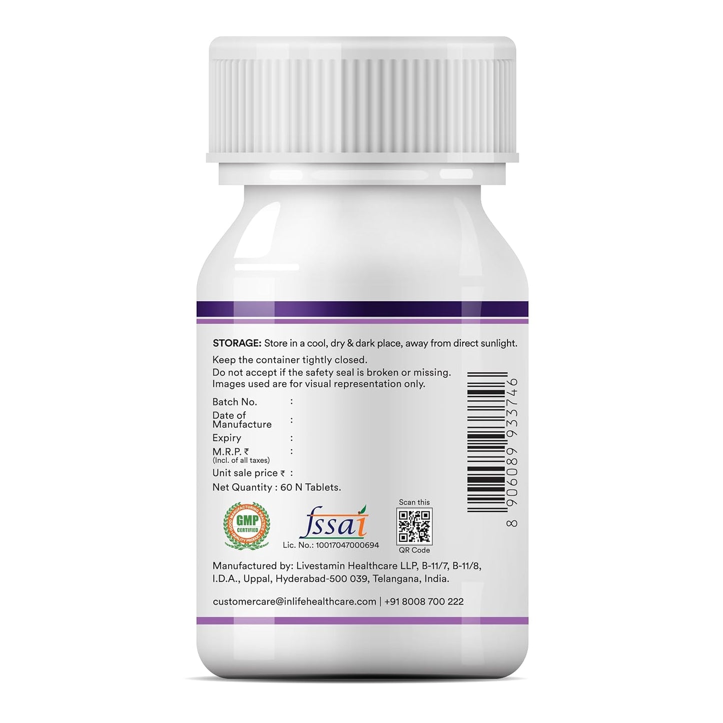 INLIFE ZMA (Zinc Magnesium Aspartate & Vitamin B6) For Men And Women | For Muscle Strength, Recovery, Sleep, Immune Support - 60 Tablets (Pack of 1)