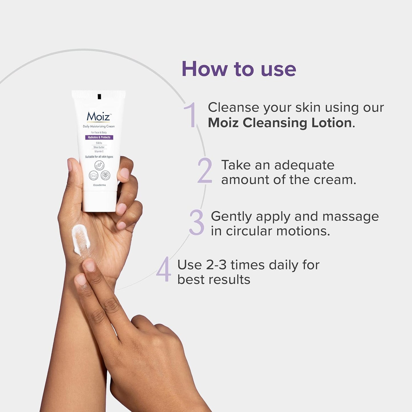 Moiz Daily Moisturizing Cream for Face & Body | Formulated with 9 Moisturizers | Suitable for Sensitive Skin | Paraben free & Cruelty free-50g