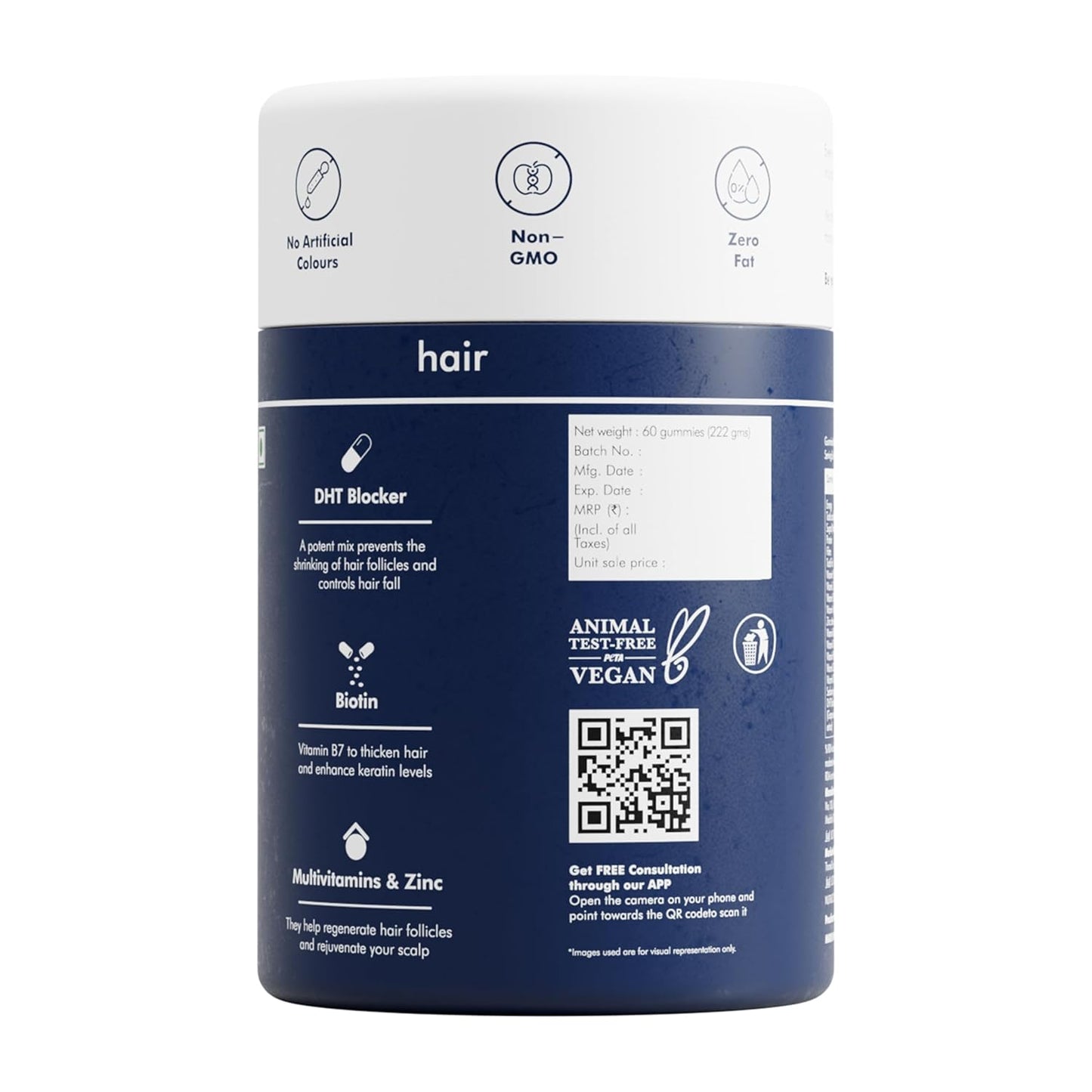 Man Matters Biotin Hair Gummies (60N) | No Added Sugar | With Biotin, DHT Blockers, Vitamin A, C, E, Fibre & Zinc | For Stronger and Healthier Hair | 100% Veg & Gut Friendly