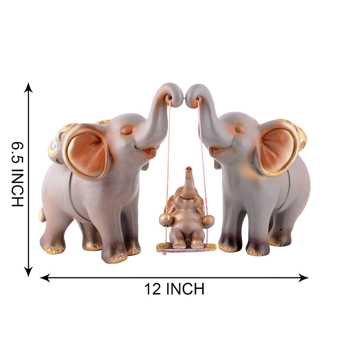 Decorative Elephant Family Showpiece Home & Office Decor(Grey)