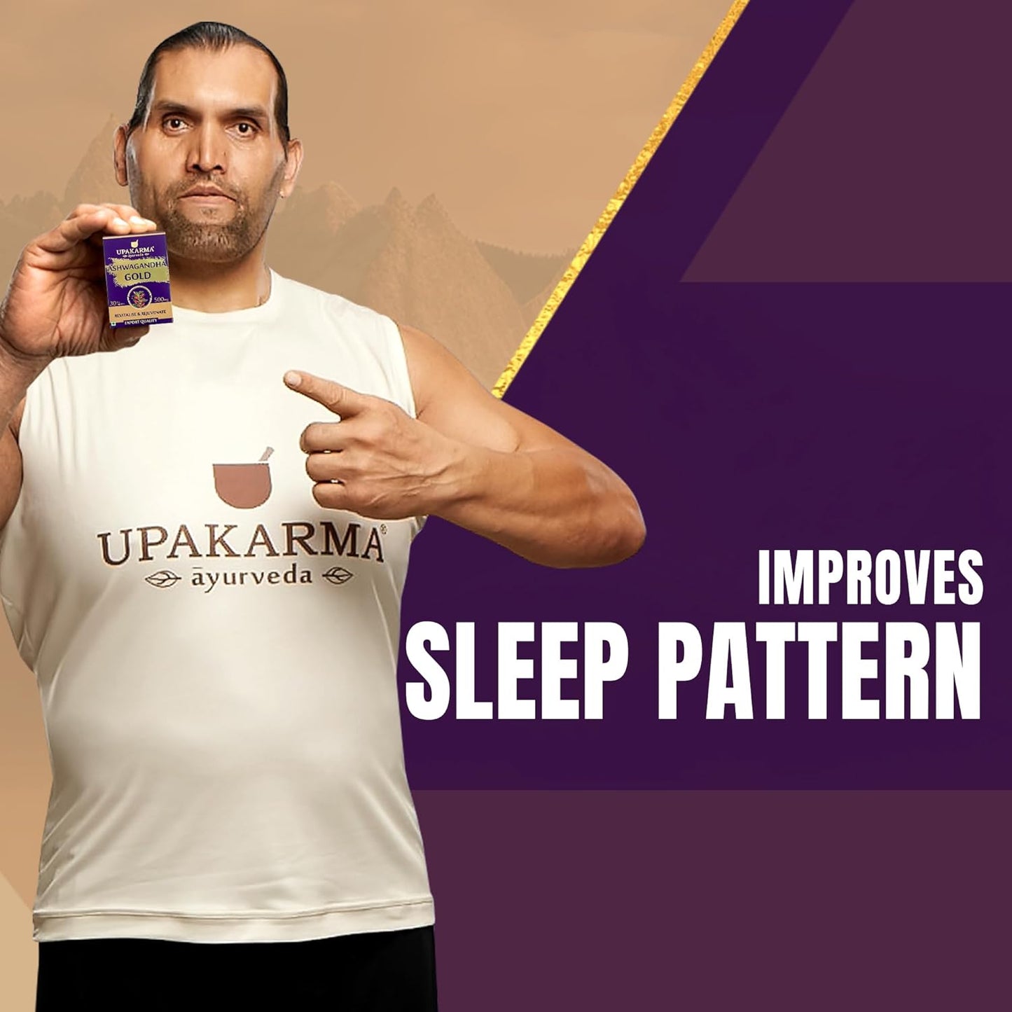 Upakarma Ashwagandha Gold 30 Capsules | Contains Gold | Ashwagandha Root Extract, Brahmi, Shigru and Other Action Herbs | Helps in Stress & Sleep Management