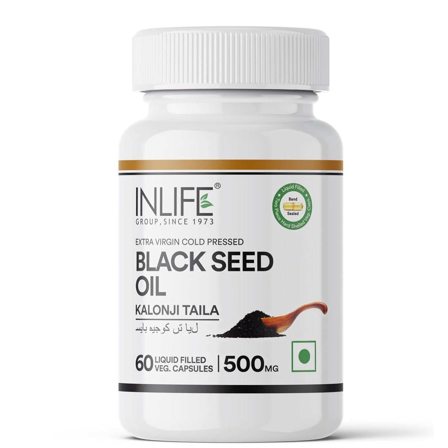 INLIFE Black Seed Oil, Extra Virgin Cold Pressed, 500 mg - 60 Vegetarian Capsule (Pack of 1)