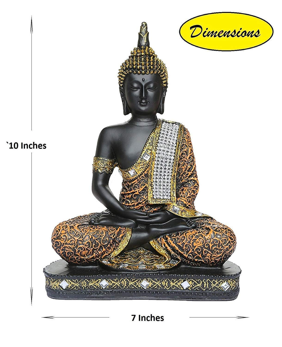 Meditating Buddha Statue Polyresin Buddha Idol Showpiece - Perfect Living Room, Bedroom & Office Space - and Wall Decoration - Ideal Gifting (Orange Buddha, Fantasy, 22 Cm, 13 Cm)