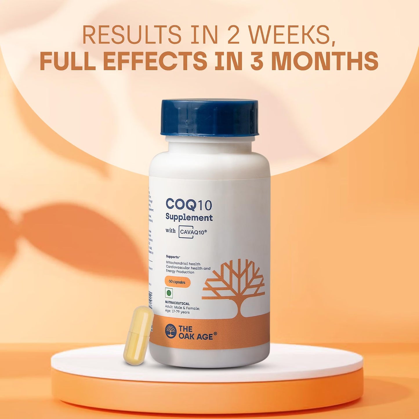 The Oak Age Premium COQ10 Supplement with 18x Better Absorption to Support Ubiquinol Levels – Coenzyme q10 & Antioxidant Capsules to Boost Energy, Support Heart Health, Fertility and Mitochondria - 60 Servings
