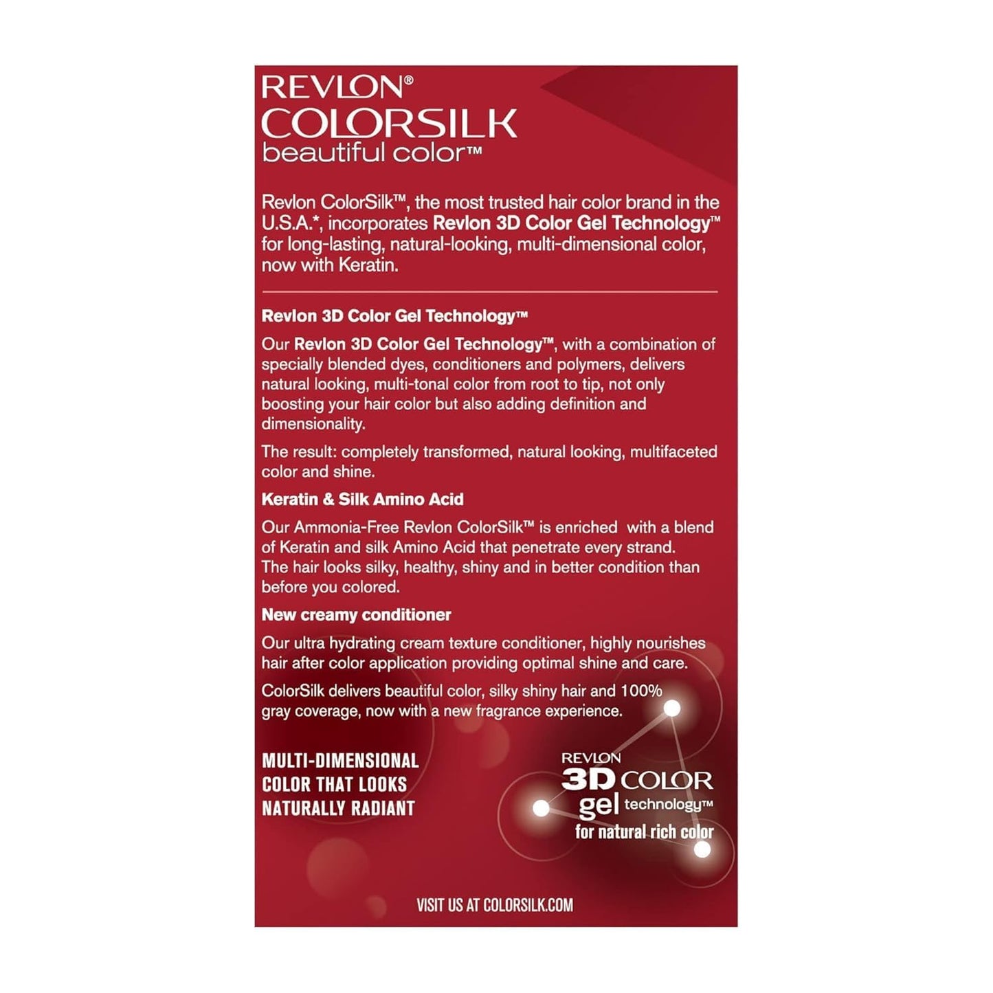 Revlon Color Silk Hair Color (3D Color Gel Technology) with Keratin, Dark Brown 3N (40 ML+40 ML +11.8 ML)