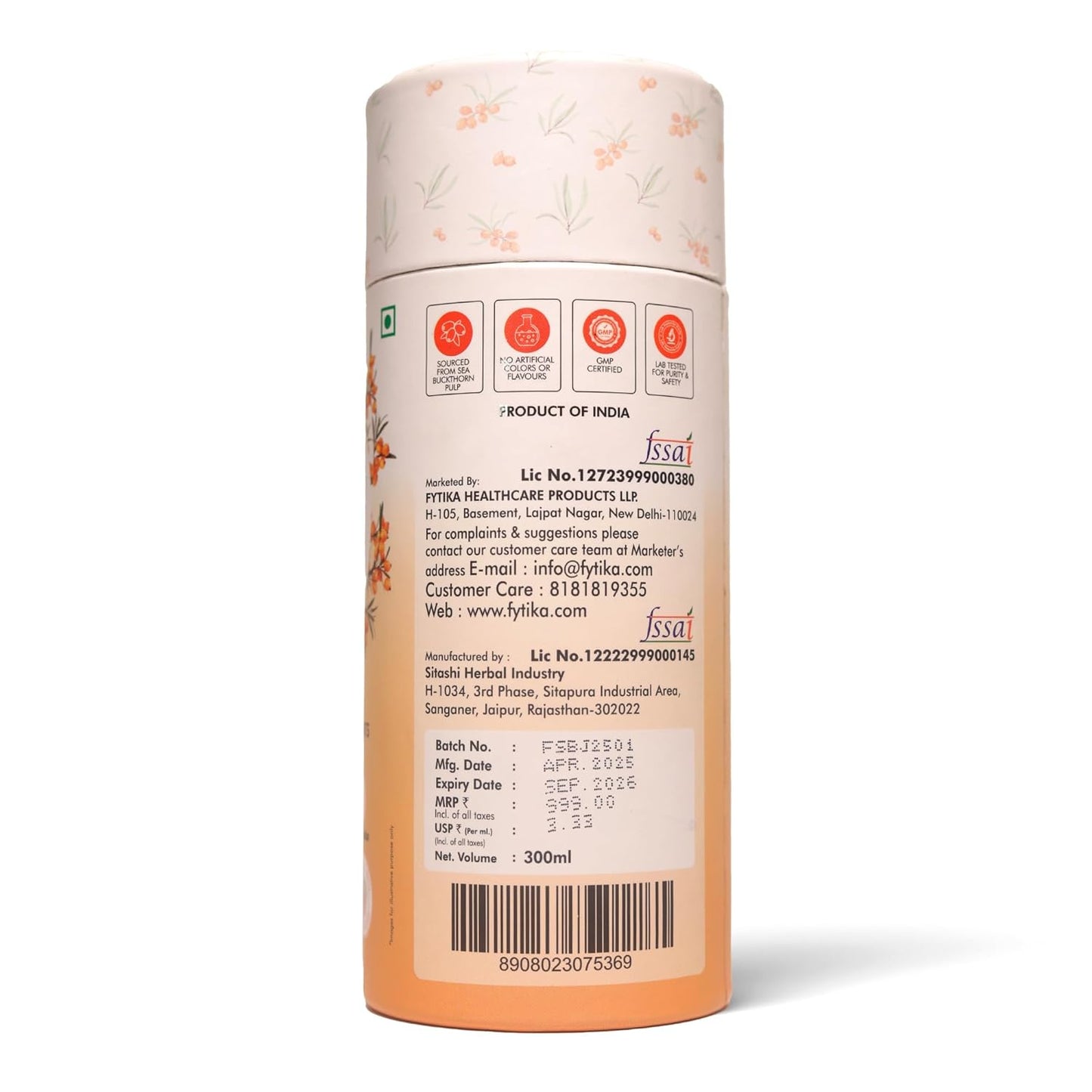 Back label of a cylindrical container with text and logos on a white background