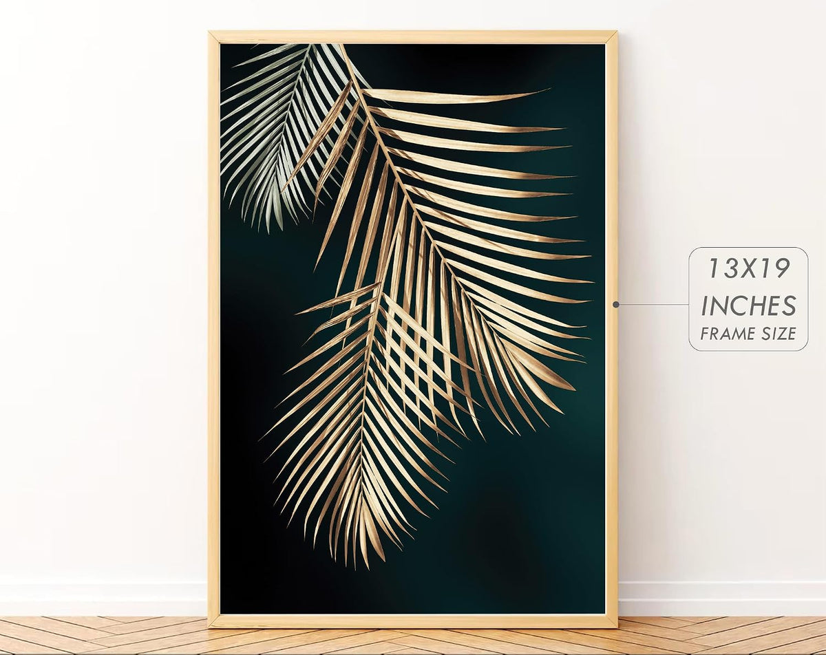 Big Modern Framed Posters Wall Decor Paintings For Living Room, Bedroom/Big Paintings For Wall Decoration, Frames For Wall Decor Set of 3 (13x19 Inches) (Green Gold)