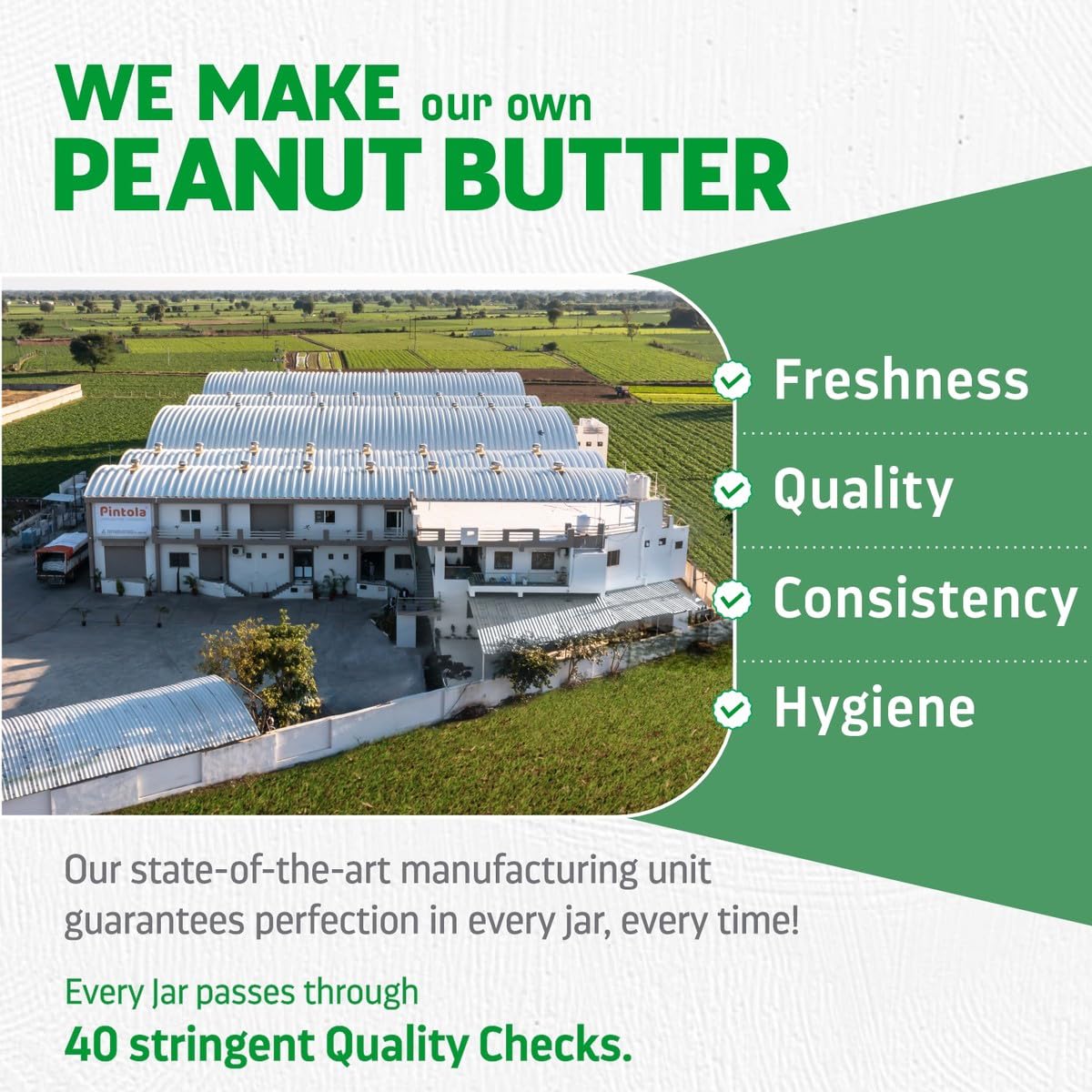 Pintola All Natural Peanut Butter Creamy 350g | Smooth | Unsweetened | 30g Protein | Gluten & Cholesterol Free, Vegan Peanut Butter, Nut Butter, High in Protein Spread, 100% Roasted peanuts butter
