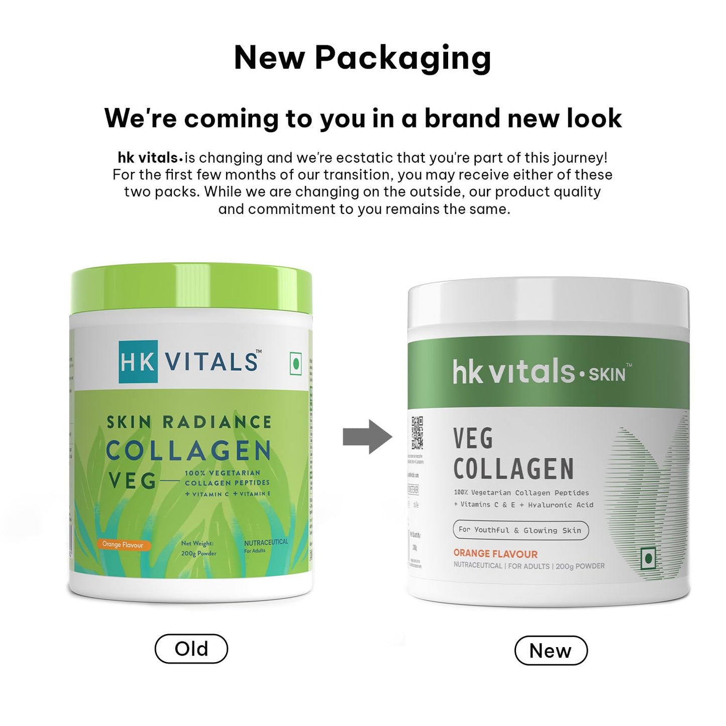 HealthKart hk vitals Veg Collagen Supplement (Orange, 200g) | With Biotin, Vitamin C, E, Sodium Hyaluronate | For Healthy Skin, Hair & Nails