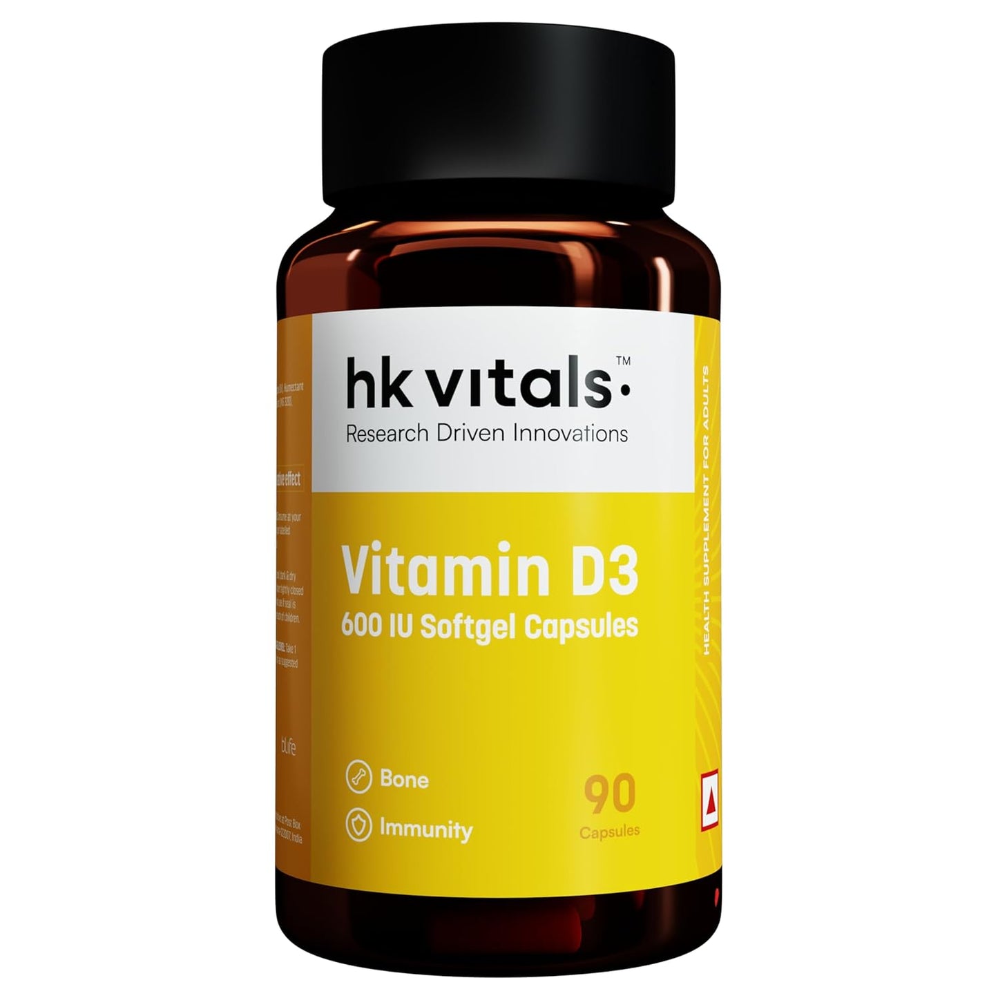 HealthKart hk vitals Vitamin D3 (600 IU) | With Sunflower Oil, Promotes Calcium Absorption | Bone Health, Muscle Strength & Immunity
