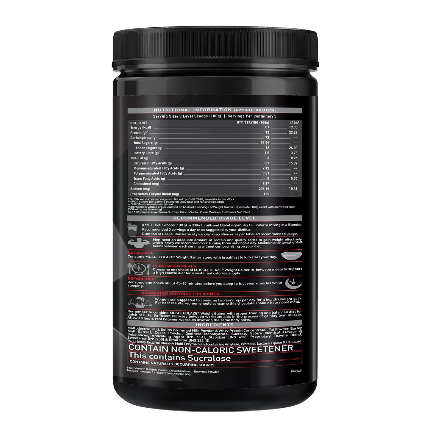 MuscleBlaze Weight Gainer with Added Digezyme (Chocolate, 500g / 1.1lbs, 5 Servings)