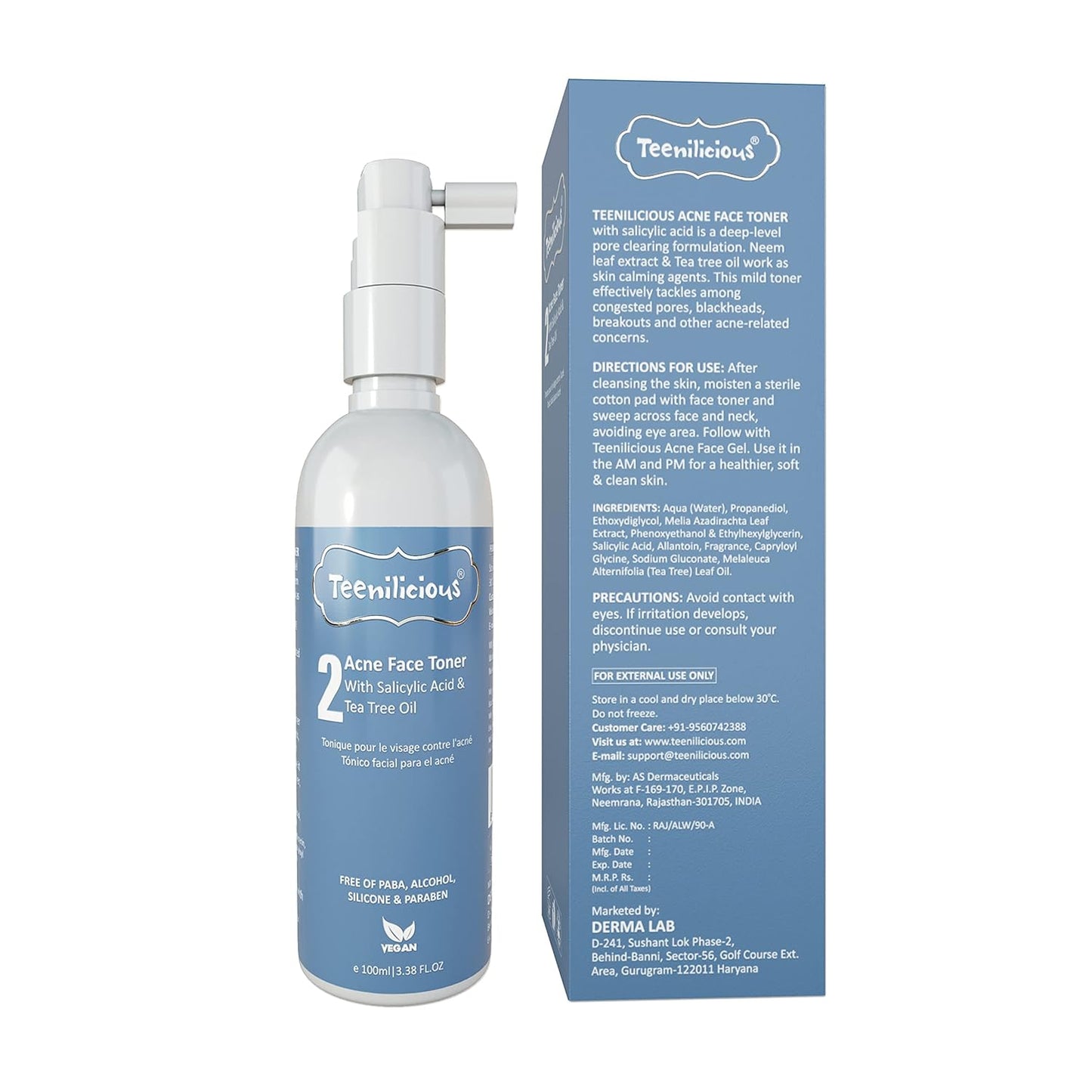 Teenilicious Acne Toner With 0.5% Salicylic Acid & Tea Tree Oil - For Oily Skin & Comedonal Acne - 100Ml