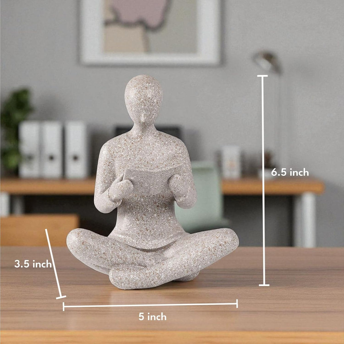 Resin Reading Man Statue (6.5 Inch) | Decorative Sculpture & Figurine for Home Decor | Modern Tabletop Showpiece for Living Room, Bedroom, Office, Shelf & Bookshelf | Grey