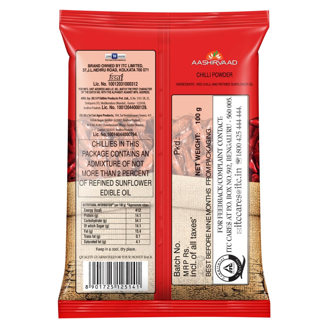 Aashirvaad Chilli Powder, Red Hot Chilli Powder with No Added Flavours and Colours