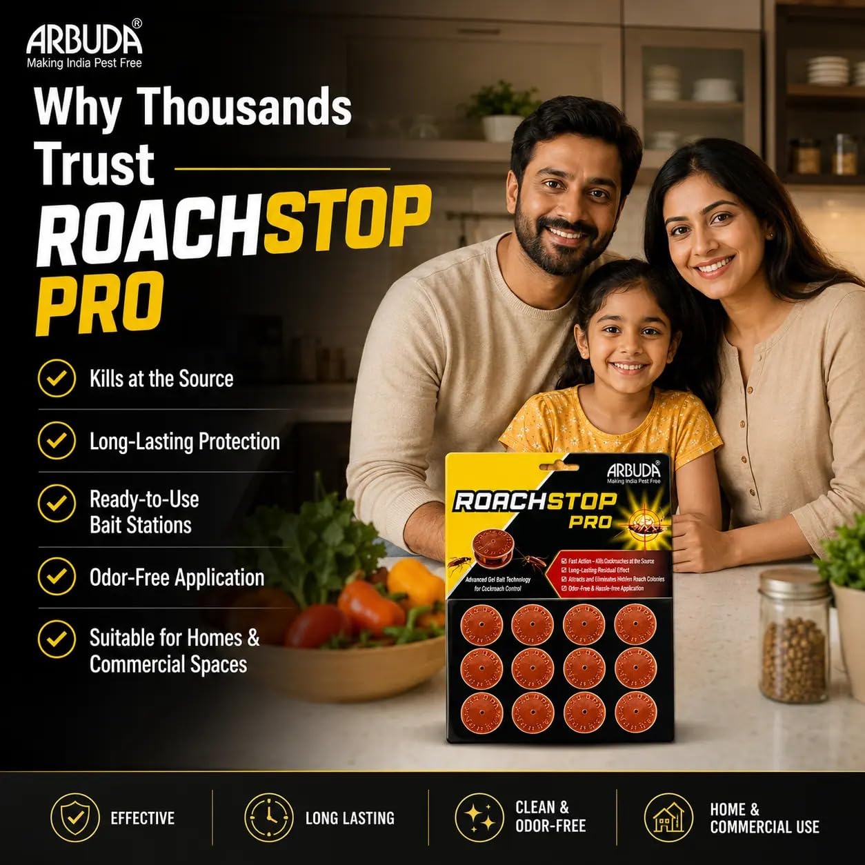 Advanced Cockroach Killer Bait Gel – Effective Roach Control for Indoor Outdoor, Kitchens & Bathrooms