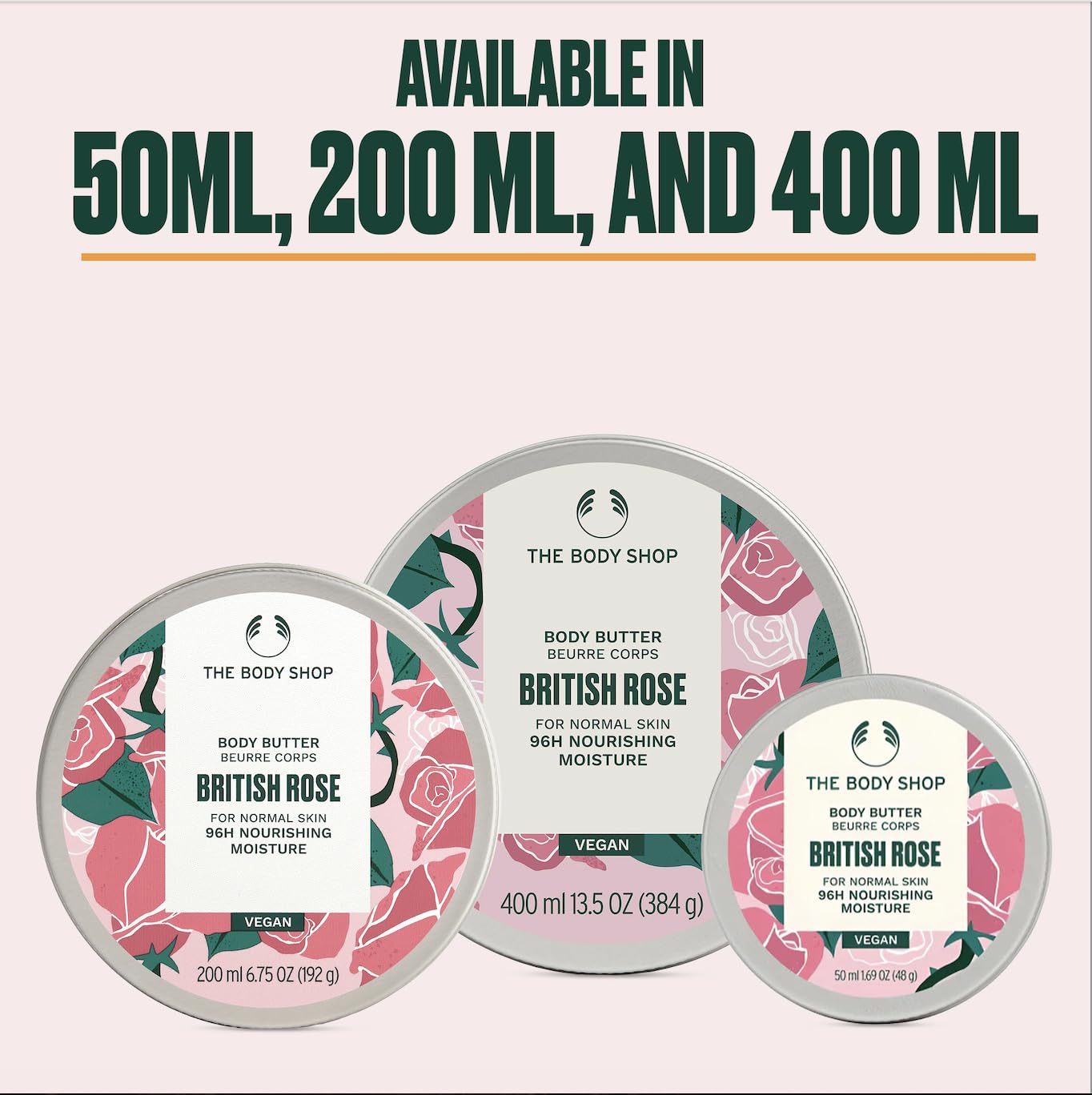The Body Shop British Rose Body Butter | 96-Hour Deep Moisture | Softens Skin with Rose & Shea Butter Extract | Non-Greasy Cream | Dermatologically Tested | Perfect for Normal Skin | 200ml