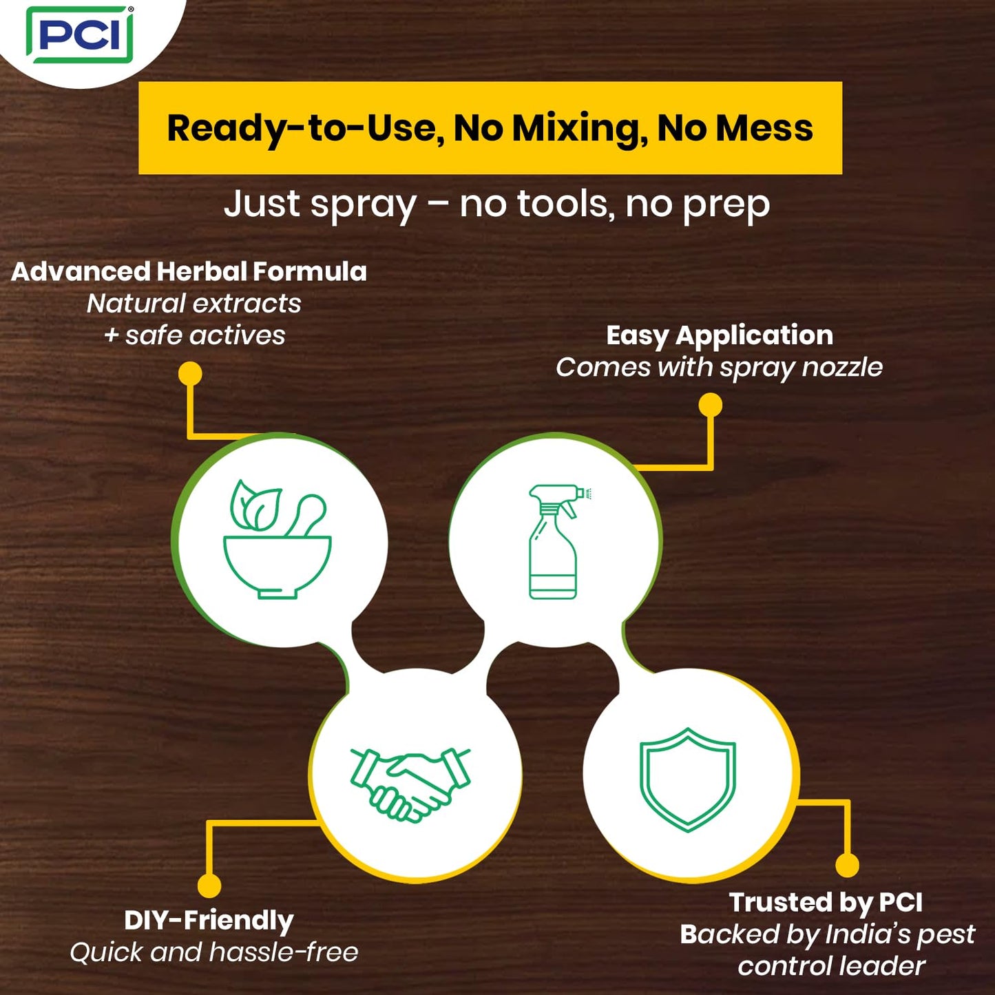 PCI Termiseal Herbal Wood Preservative Spray | Eco-Friendly Termite Killer Spray| Wood Preservative and Termite, Borer, Insect Repellant For Home, Kitchen and Offices 500 ml