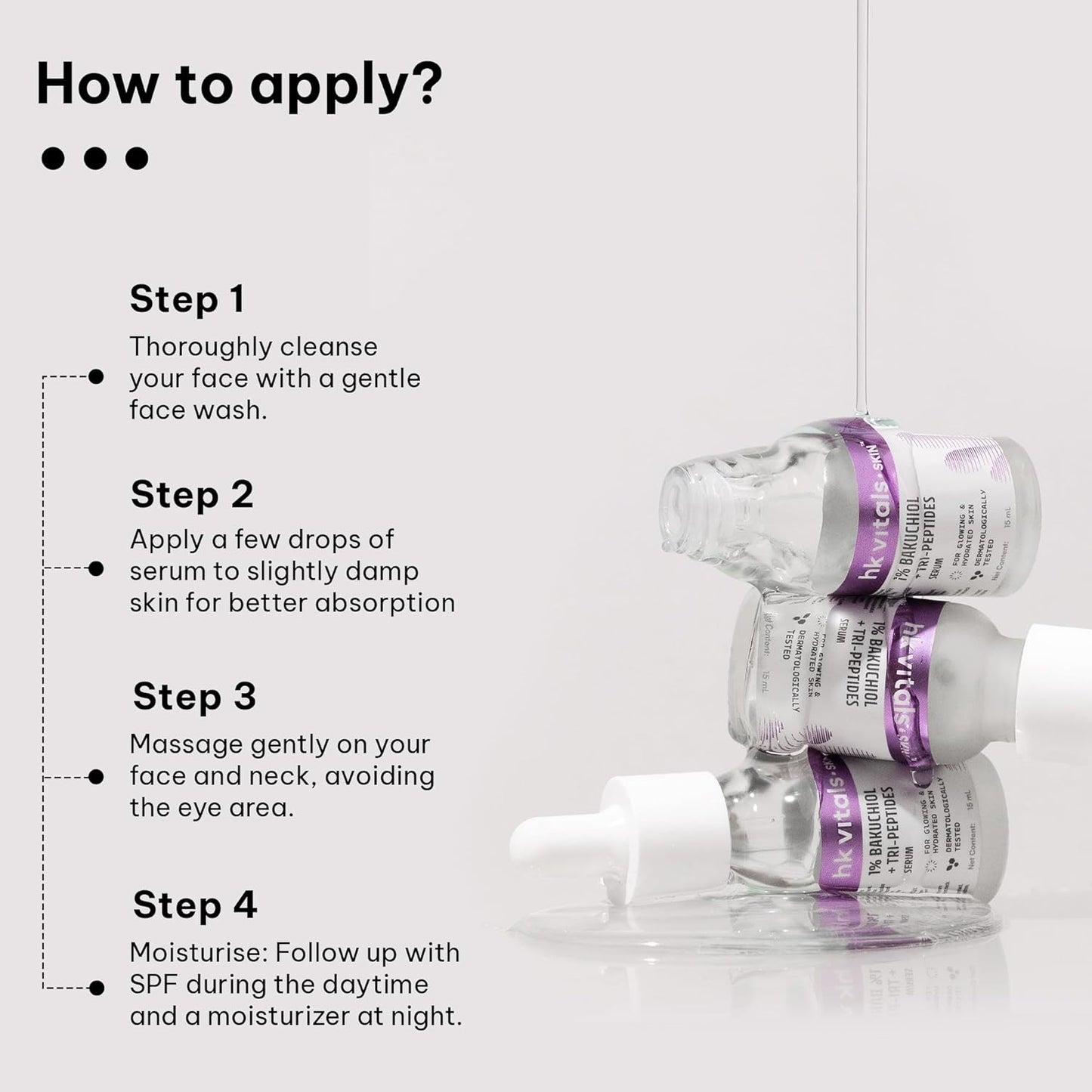 hk vitals 1% Bakuchiol Serum, 15ml | Retinol Alternative | For Glowing & Hydrated Skin, Boosts Collagen Production | All Skin Types