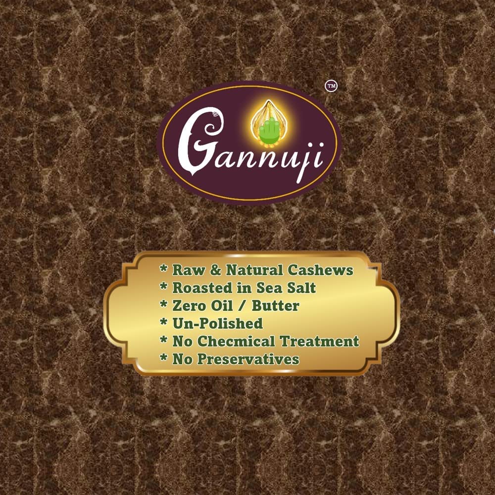 Gannuji 800g Roasted And Salted Premium Cashew Nuts | Crunchy Kaju | Oil Free Roasted Cashew (800g)