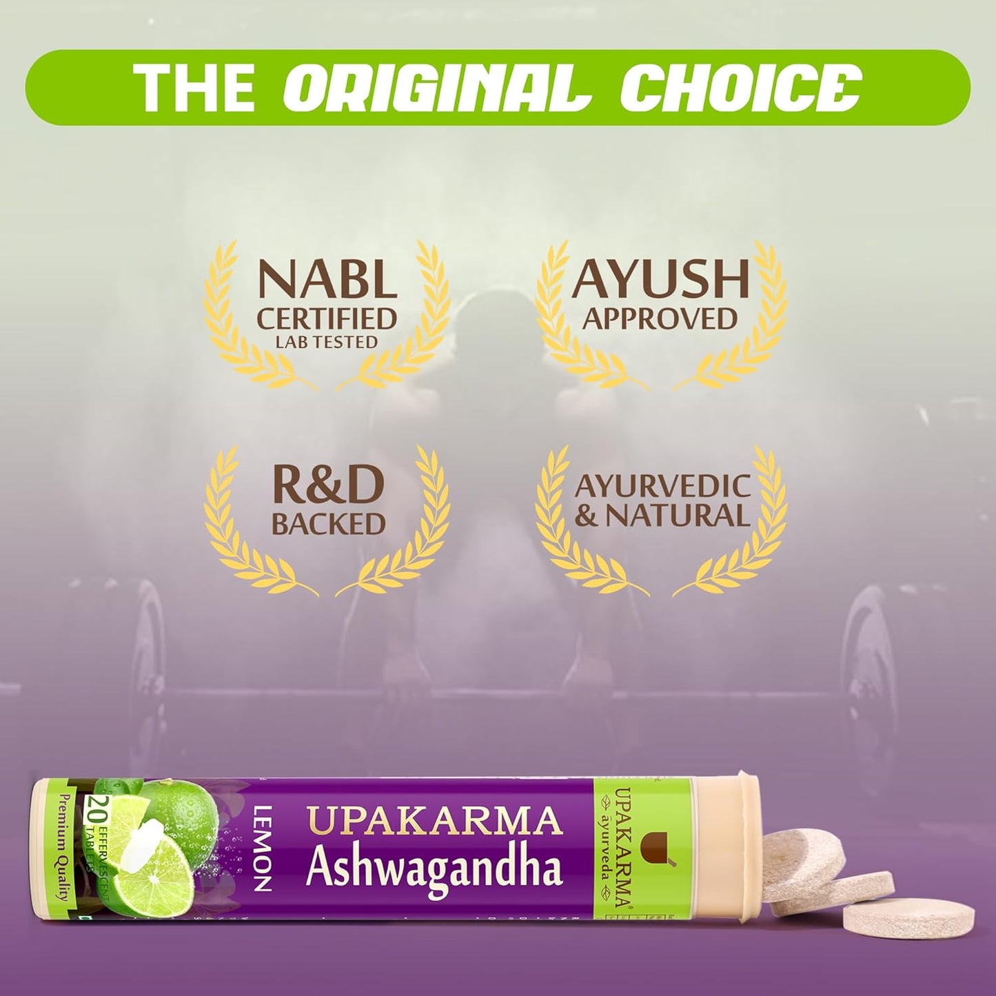 UPAKARMA Ashwagandha Lemon Flavour Effervescent Tablets | Helps Relieve Stress, Mood Lifter, Immunity Booster | R&D Backed and Lab Tested - Pack of 1