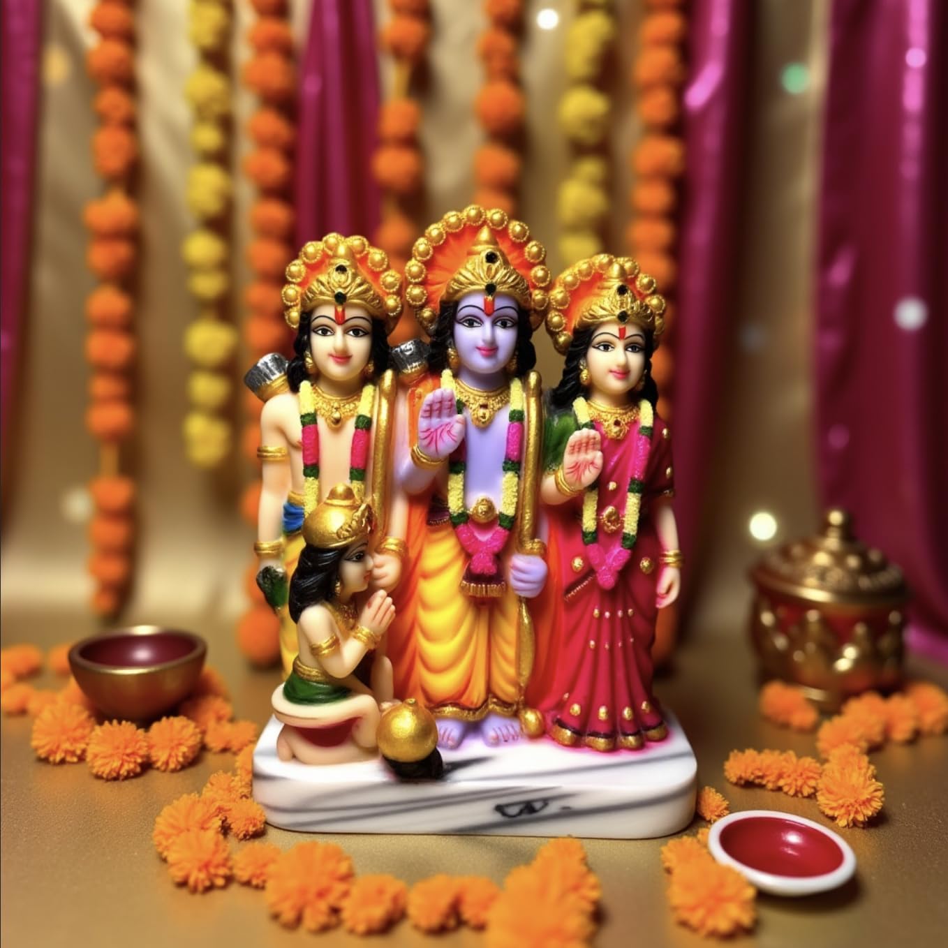 UNOVATE Ram Darbar Idol | Ram Sita Murti | Home, Office Temple | 11 cm