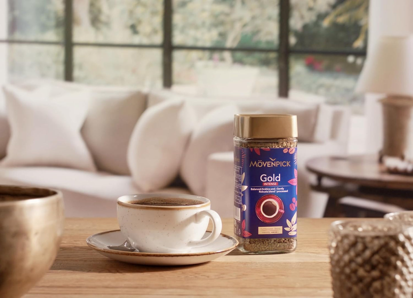 Movenpick Gold Intense Imported Instant Coffee - Classic Instant Powder, With Rich Aroma, Arabica & Robusta Blend, Strong Freeze Dried, Premium Pure Roasted, High Caffeine, Weight 100g