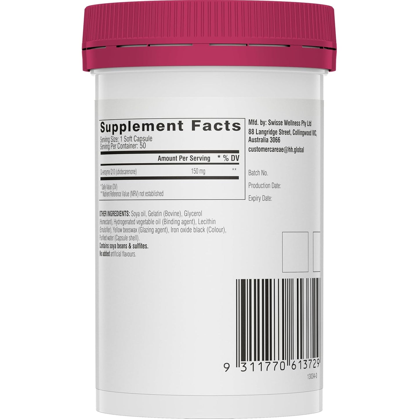 Zephivo Swisse Coenzyme Q10, 150mg CoQ10 Supplement - Highest Strength CoQ10 In Single Capsule (Manufactured In Australia) High Absorption for Heart & Energy Metabolism - 50 Tablets