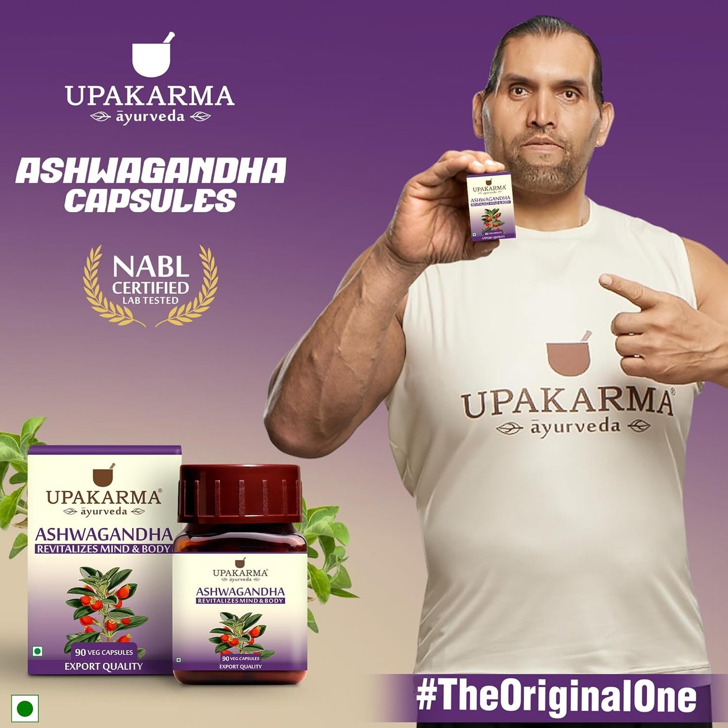 UPAKARMA Ashwagandha | Pure Extract Based (500mg) | Helps Relieve Stress, Immunity Booster | Mood Lifter | Lab Tested, R&D Backed, 90 Veg Capsules, Pack of 1