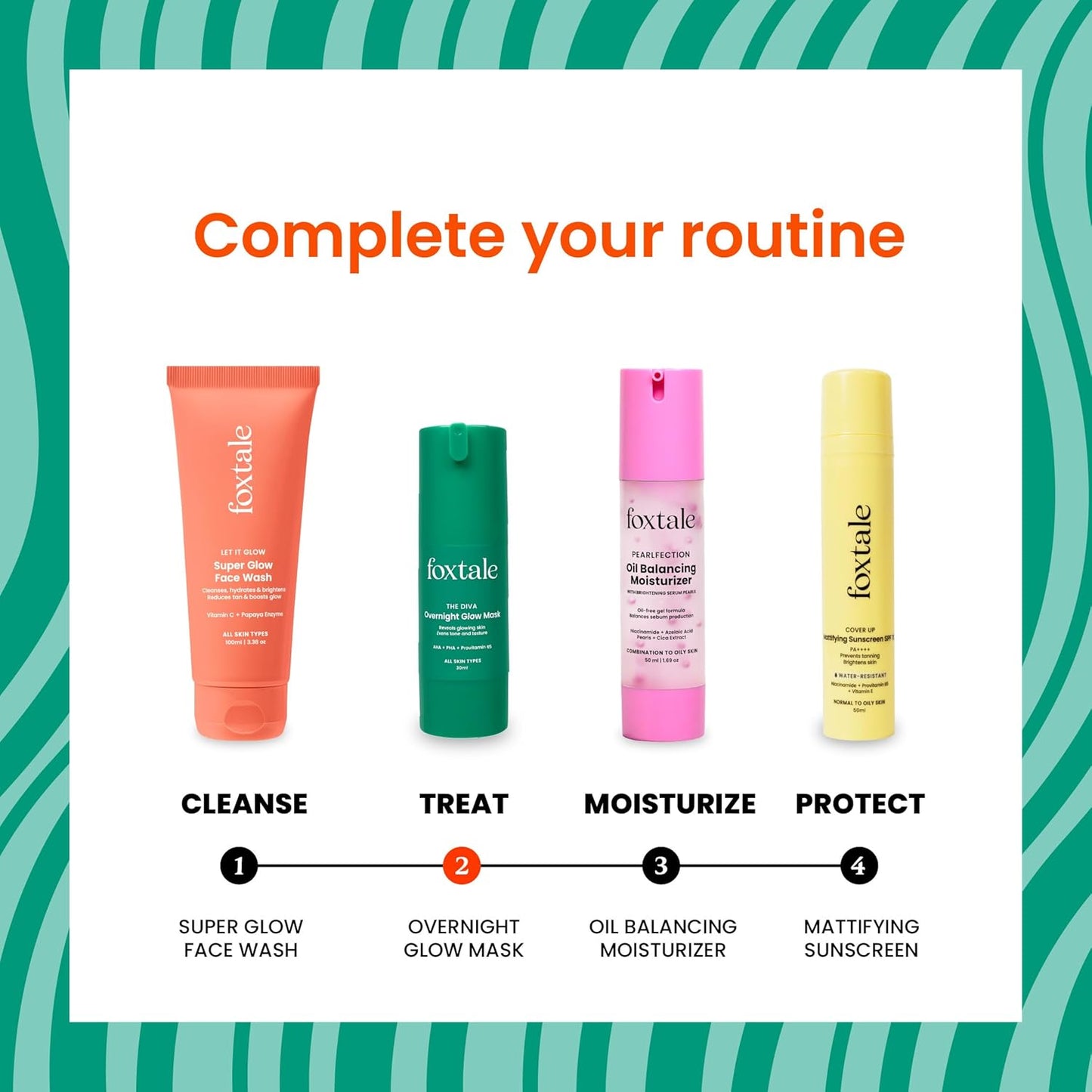 Foxtale Overnight Glow Mask | 4% Glycolic Acid | 3% Lactic Acid |Reduces Blackheads, Whiteheads | 30 Second Salon like Brightening Facial for Glowing Skin | Men & Women - 30ml