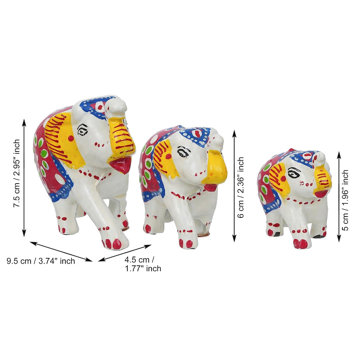 eCraftIndia Set of 3 Elephant Statues for Good Luck| Animal Figurines Decorative Elephant Showpieces| Elephant Decorative Items for Home Living Room Office| Gift for Diwali Birthday Housewarming