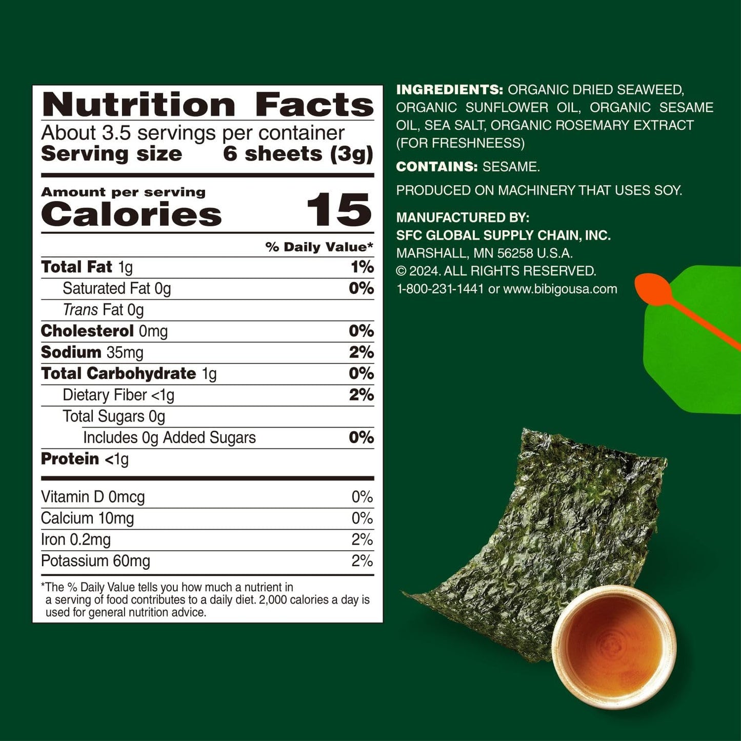 Bibigo Sesame Flavor Seaweed Snack, Non GMO, Gluten Free, 0.35 Ounces (Pack Of 1)