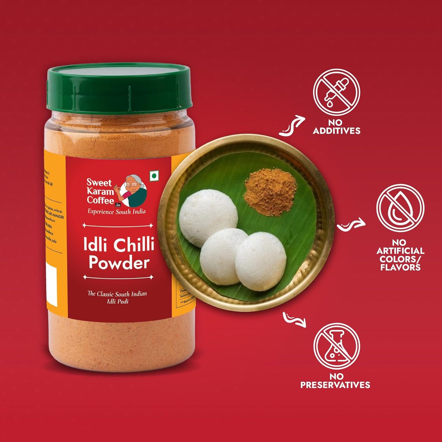 Sweet Karam Coffee Idli Podi (Chilli Gun Powder) – 180g | Authentic South Indian Homemade Spice Mix | Aromatic & Flavorful | No Preservatives | Tasty & Healthy | Perfect with Idli, Dosa & Rice