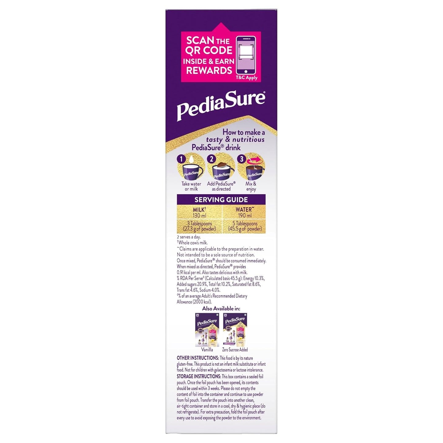 Pediasure Nutritional Drink Powder, Chocolate, Scientifically Designed Nutrition for Supporting Kids Growth 375g