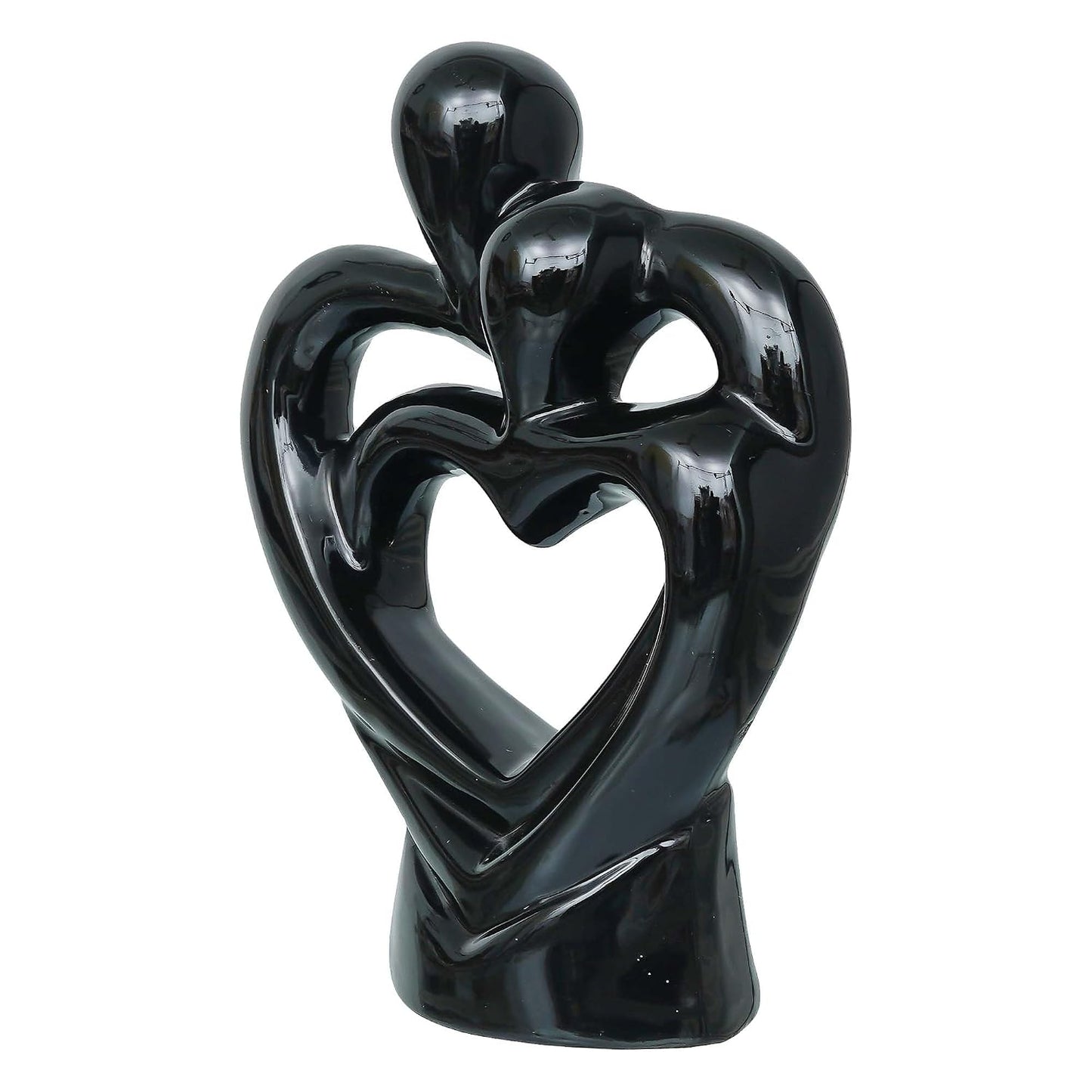 eCraftIndia Creative Modern Double Heart Romantic Couple Statue Showpiece(Resin Black)| Home Decoration Items for Living Room Bedroom Hall Office|Home Decor Gifts for Birthday Housewarming Anniversary