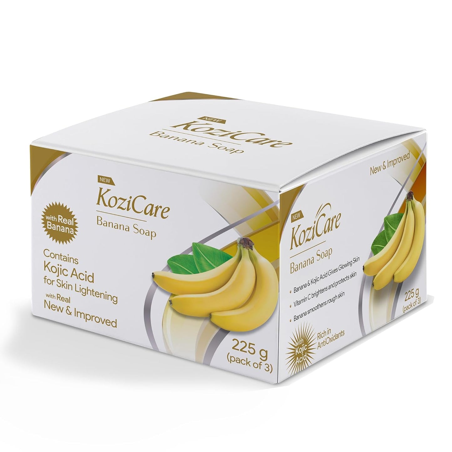 Kozicare Kojic Acid & Banana Soap | Body Tan Removal Soap | Bath Soap for Men & Women | Reduces Dark Spots & Hyperpigmentation | For Glowing Skin 75g - Pack of 3