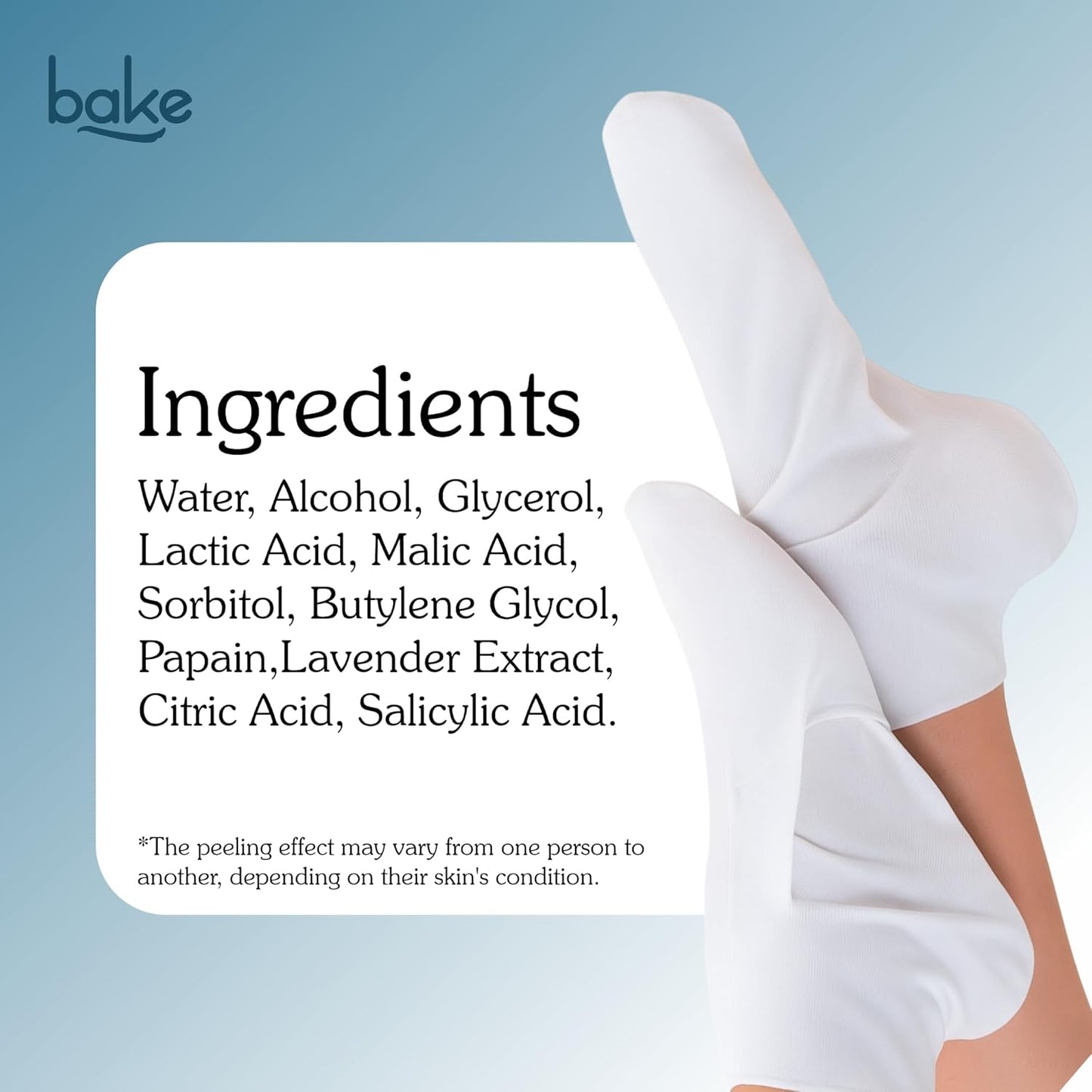 BAKE AHA + BHA Peeling & Exfoliating Foot Mask For Baby Soft Feet with Lactic Acid & 1% Salicylic Acid | Reduces Dry Skin & Hard Calluses | Hydrates Skin, Fades Marks & Removes Hard Skin | For Men & Women