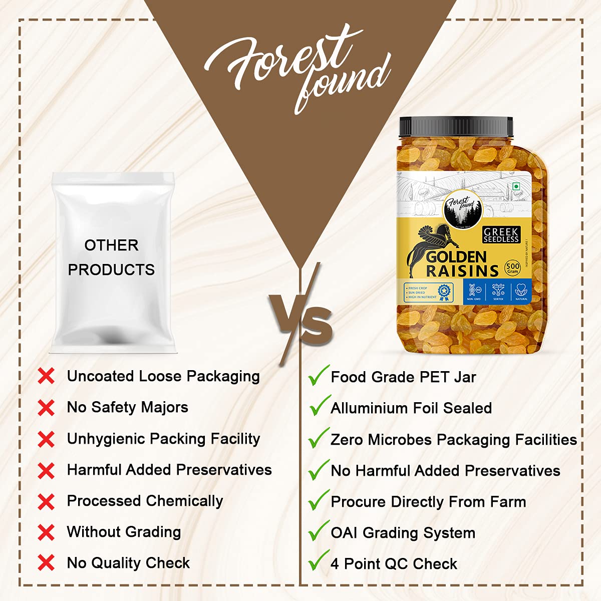 Forest Found Greek Seedless Golden Raisins | Large Golden Kishmish | Natural Dried Grapes for Energy | High Antioxidant Kishmish for Immunity & Skin Health