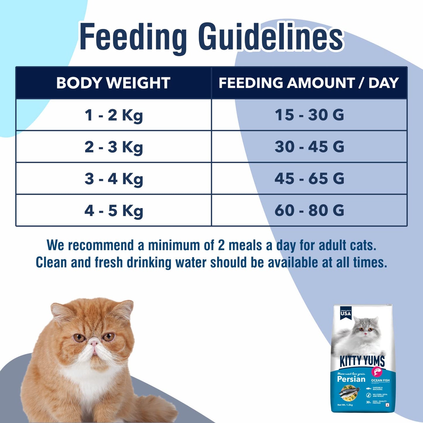 Kitty Yums Adult Persian Dry Cat Food 1.2kg Pack | Ocean Fish Flavour | Develop Strong Bones | Strong Immune System | Strong Vision Development Support Digestive Health