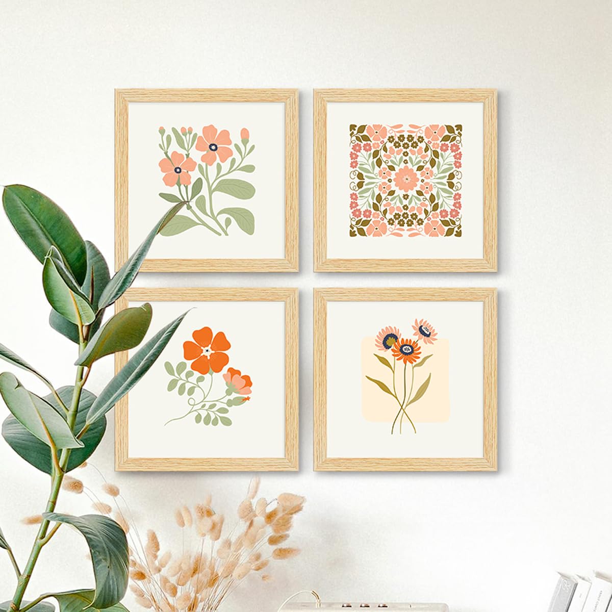 Floral Paintings, 10.0 X 10.0 each, Set of 4