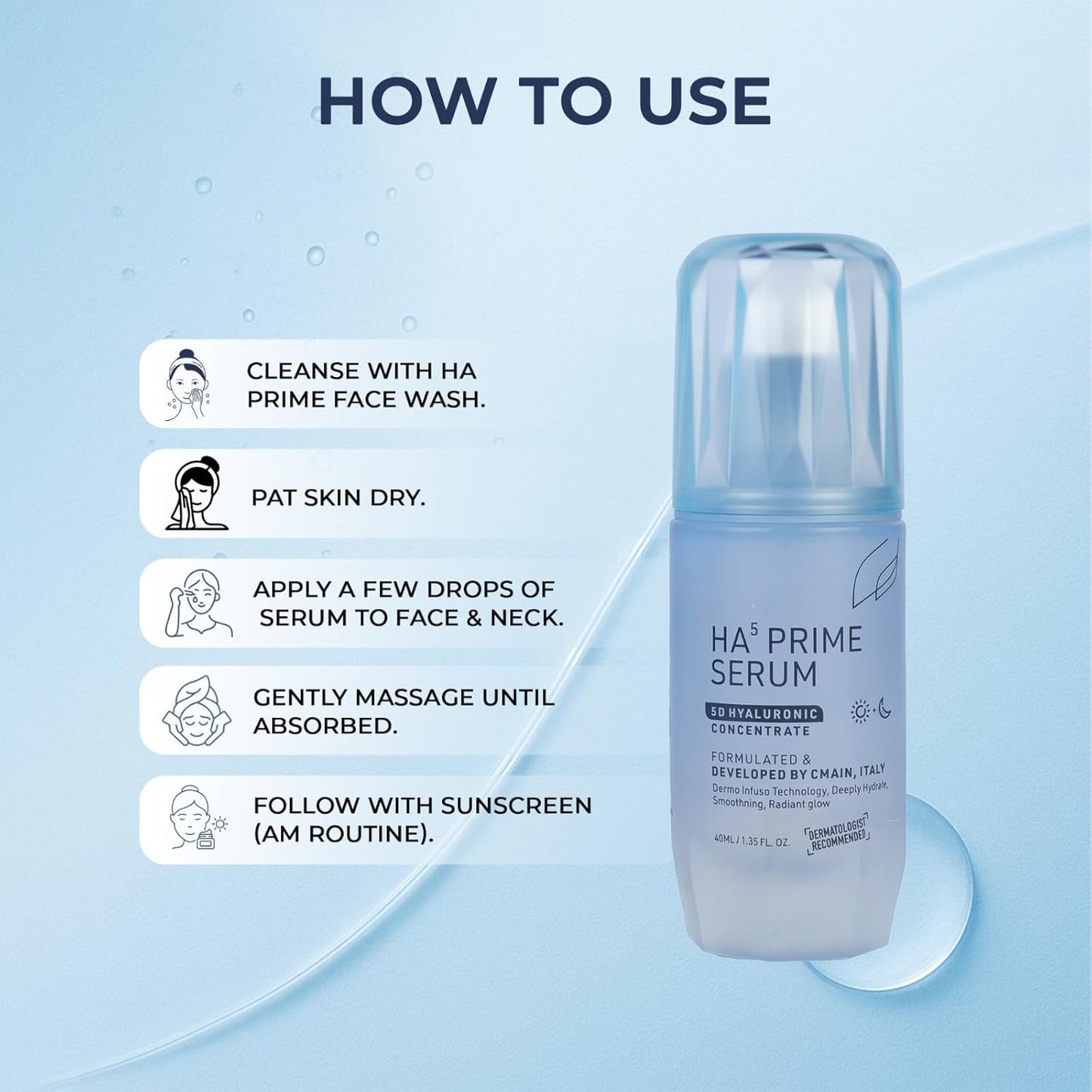 YUDERMA HA⁵ Prime Serum With 5D Hyaluronic Concentrate, 40 Ml
