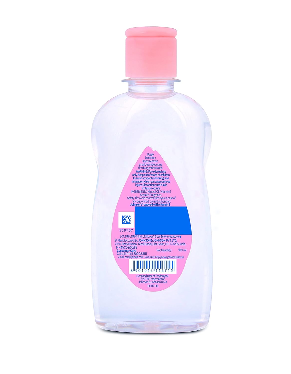 Johnson & Johnson Baby Oil With Vitamin E, 100Ml