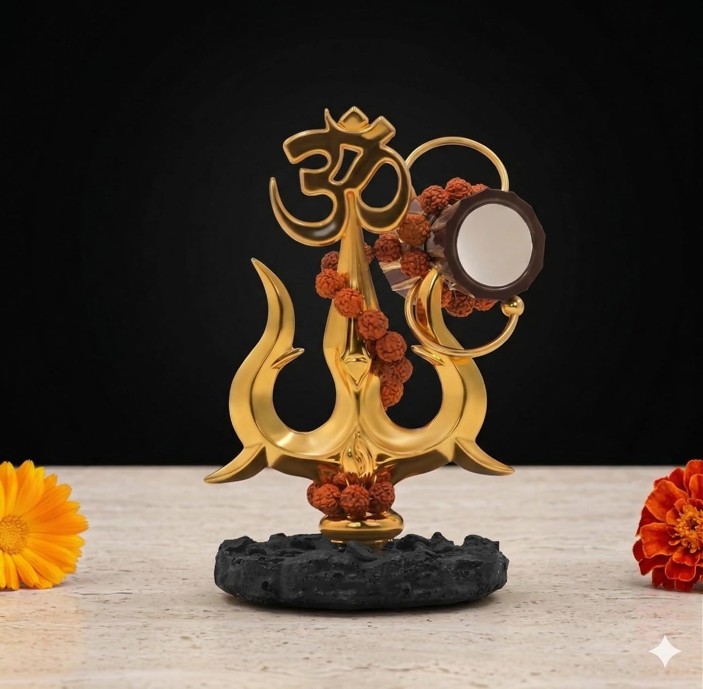 B.R STORE Lord Shiva Trishul with Damru Mini Idol for Car Dashboard | Mahadev Symbol Spiritual Decoration | Hindu Religious Gift