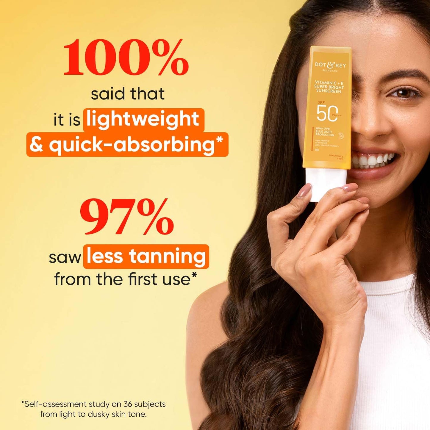 Zephivo DOT & KEY Vitamin C + E Super Bright Sunscreen Spf 50|Water-Light,UVA/UVB & Blue Light Protection|For Even Toned & Glowing Skin|With Liquid Spf 50+++|No White Cast,|For All Skin Types|50G,Pack Of 1