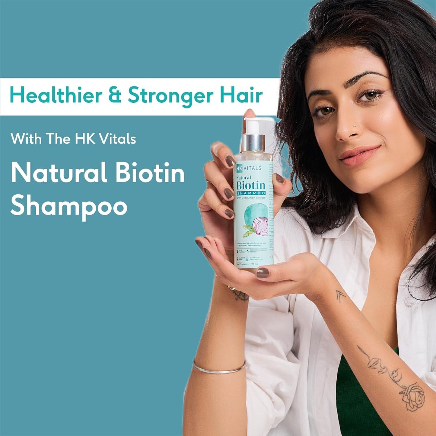HK VITALS by HealthKart Biotin Shampoo for Women & Men (175ml) | Anti Hair Fall Shampoo with Red Onion Extract | Strengthens & Softens Hair, Restores Shine | All Hair Types
