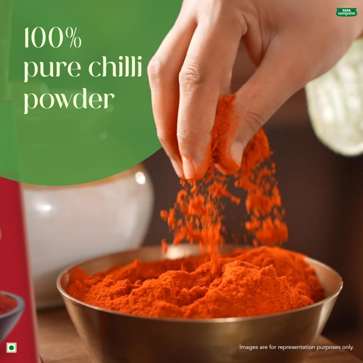Tata Sampann Kashmiri Red Chilli Powder with Natural Oils, 100g, Kashmiri Lal Mirch Powder, With Exclusive Recipe