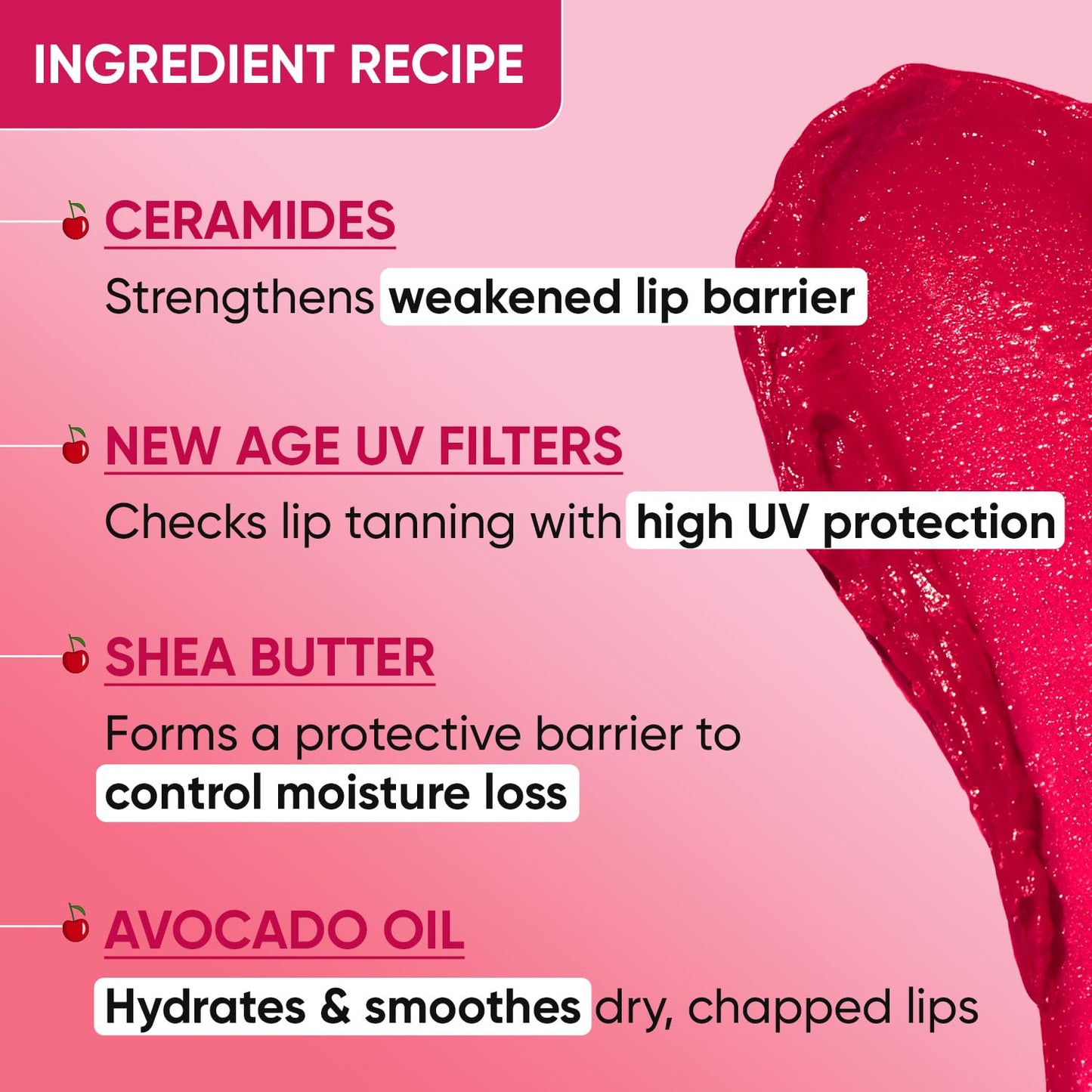 Zephivo Dot & Key Barrier Repair Hydrating Lip Balm SPF 50 | Cherry Crimson | Repairs Damaged Lip Barrier | High Tinted | 4.5 gm