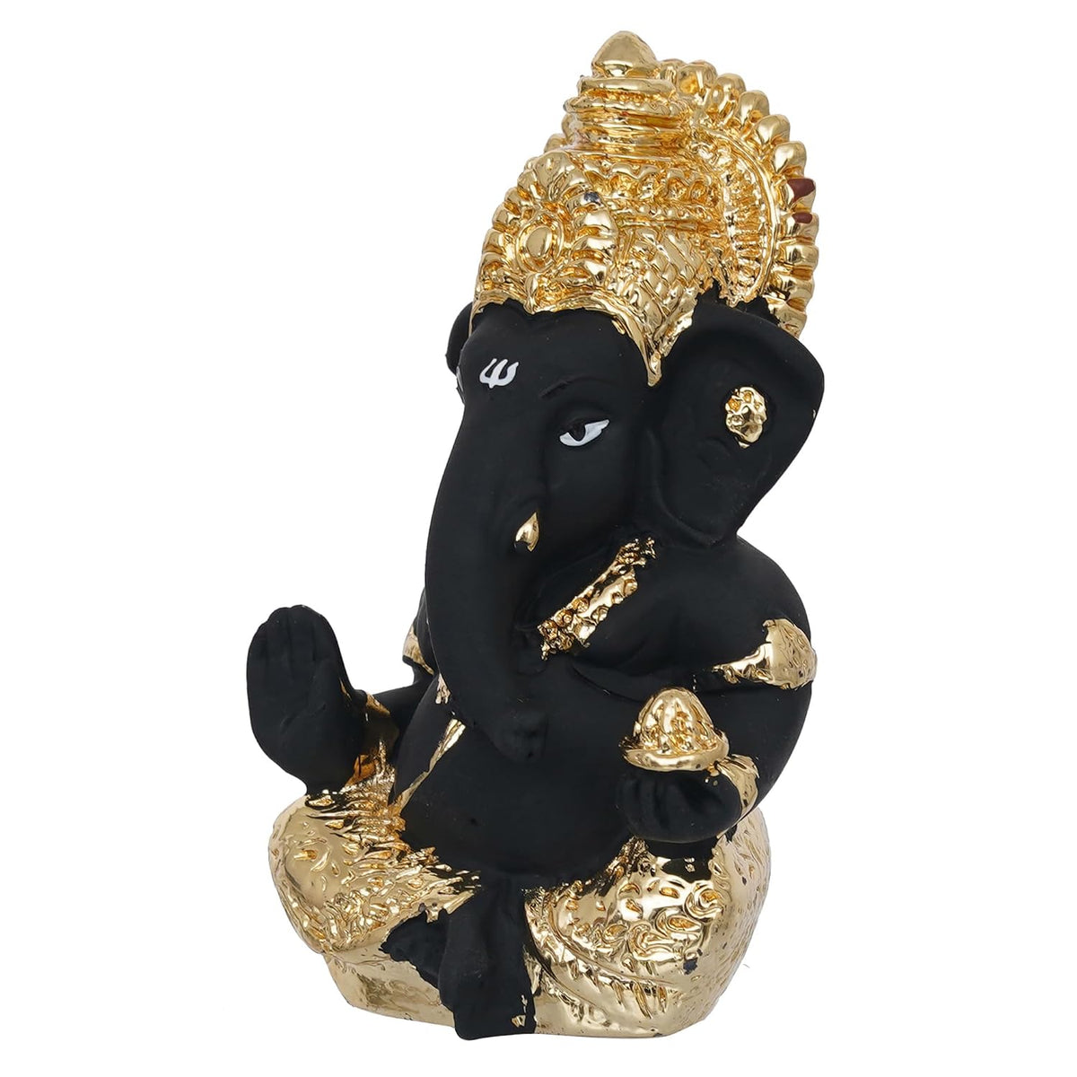 eCraftIndia Black & Golden Blessing Lord Ganesha Idol for Home, Temple, Pooja Room, Office, and Car Dashboard | Divine God Idol Perfect for Diwali, Ganesh Chaturthi, and Birthday Gift Giving