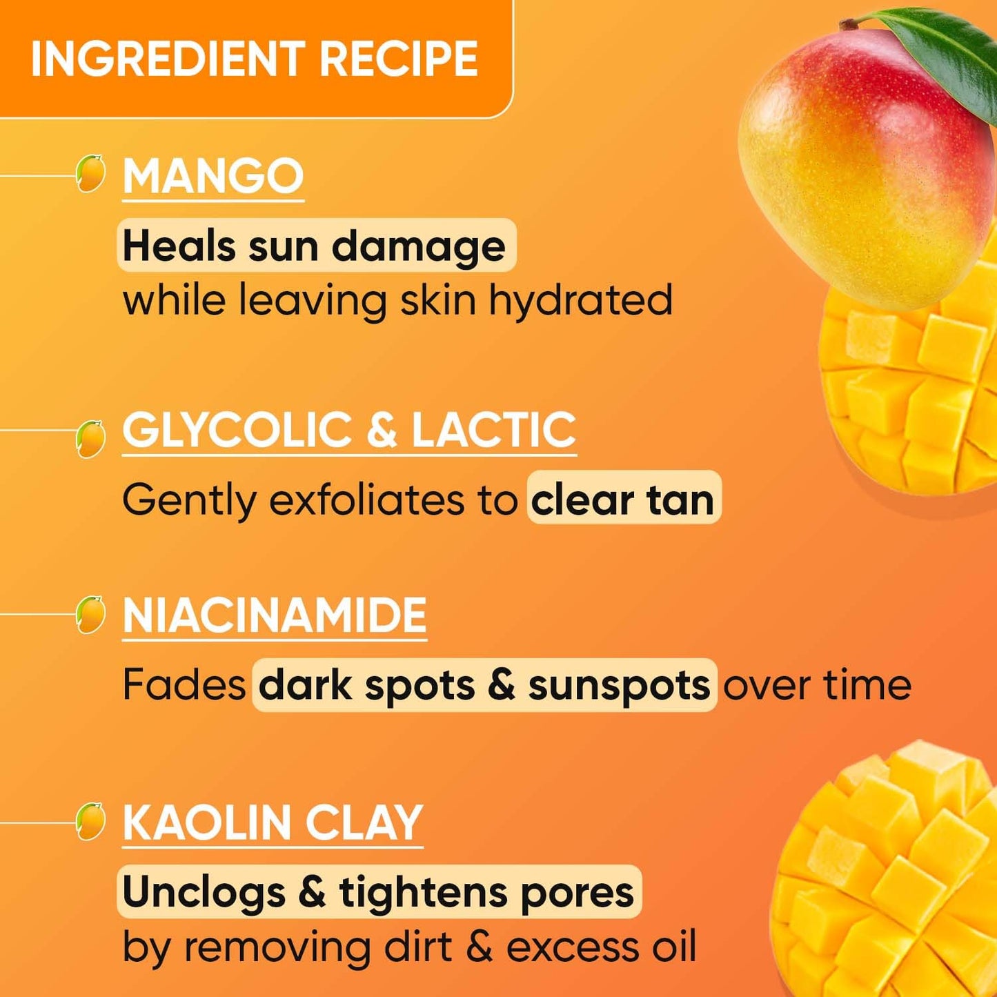 Zephivo Dot & Key Mango Detan Tan Removal Clay Mask | Clay Mask for Face with Glycolic & Lactic | Great for All Skin Types | Fresh Juicy Mango Fragrance | 70gm