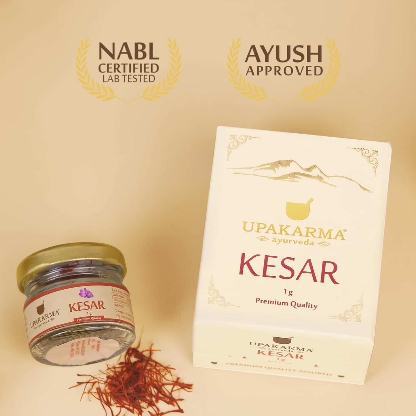 UPAKARMA Kashmiri Kesar Saffron Original 1gram - Premium A+++ Grade in Gift Box, 100% Pure, Handpicked for Flavor & Aroma, Ideal for Cooking & Sweets - Pack of 1